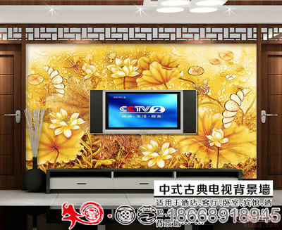 打造詩意家居 牛圖壁畫高清3D立體荷塘月色壁紙，客廳電視背景墻的理想選擇